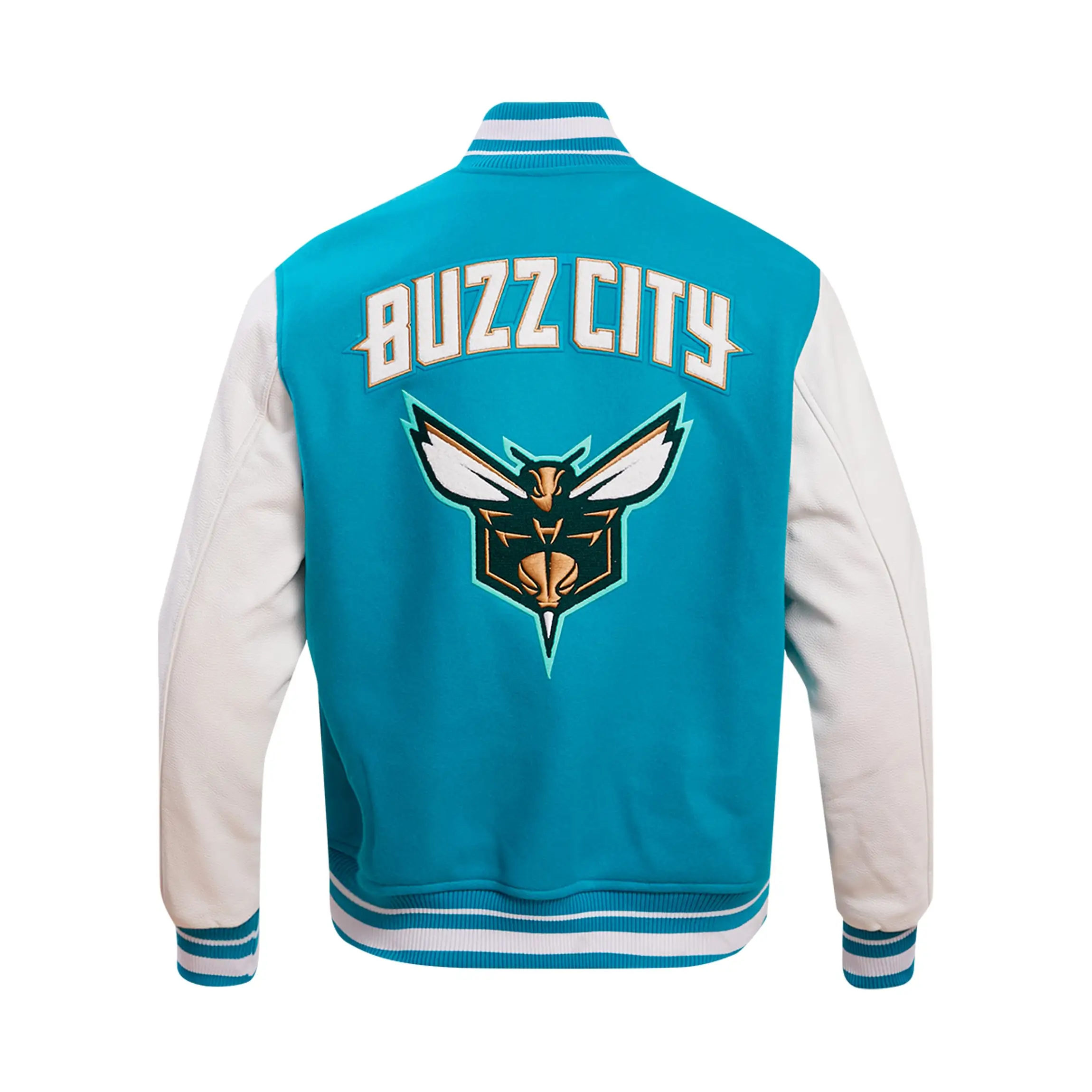 Charlotte Hornets 2023/24 City Edition Wool & Leather Varsity Jacket - Image 2