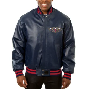New Orleans Pelicans Full Leather Navy Varsity Jacket