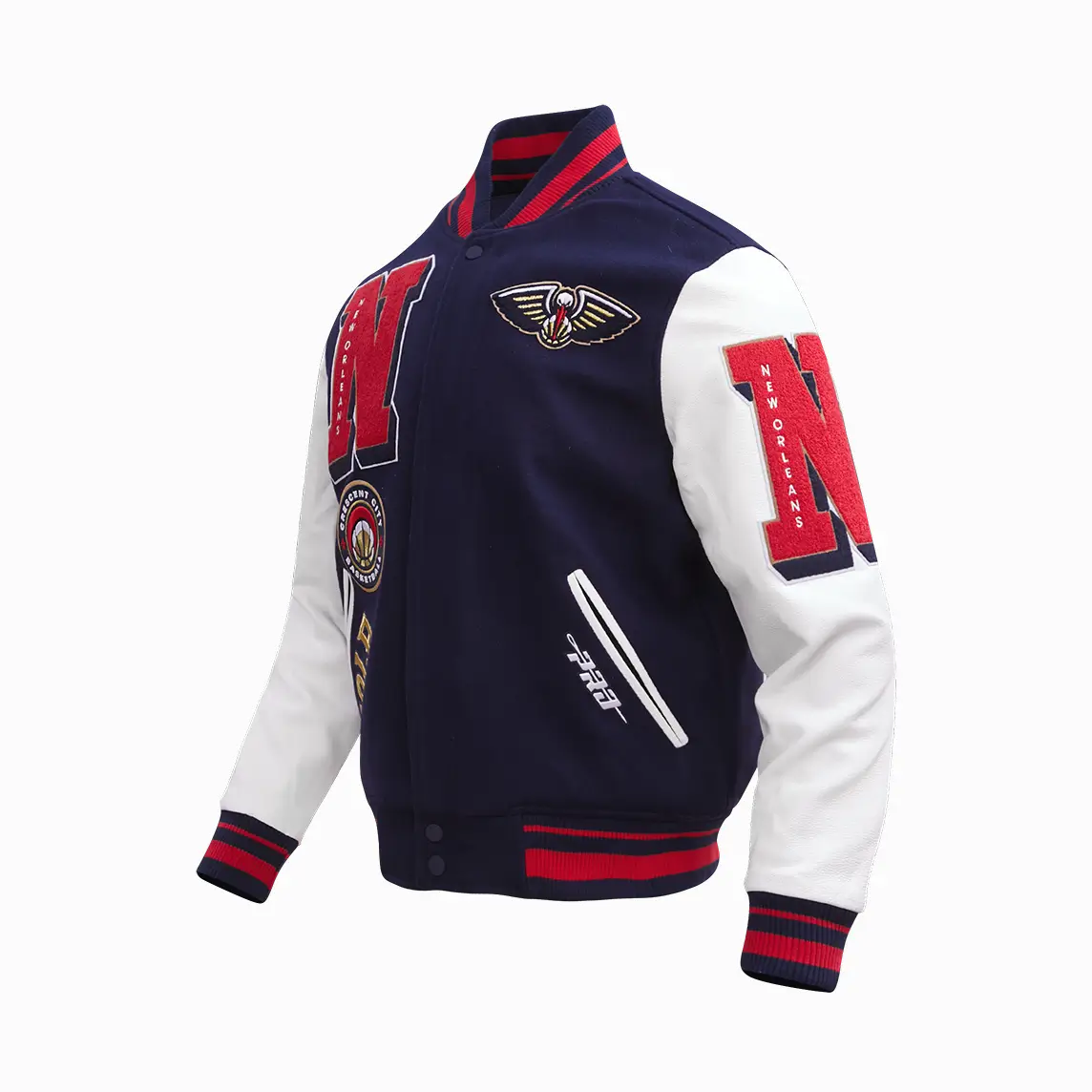 New Orleans Pelicans Mashup Wool & Leather Varsity Jacket - Image 3