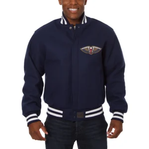 New Orleans Pelicans Full Wool One Color Varsity Jacket with Front Logo