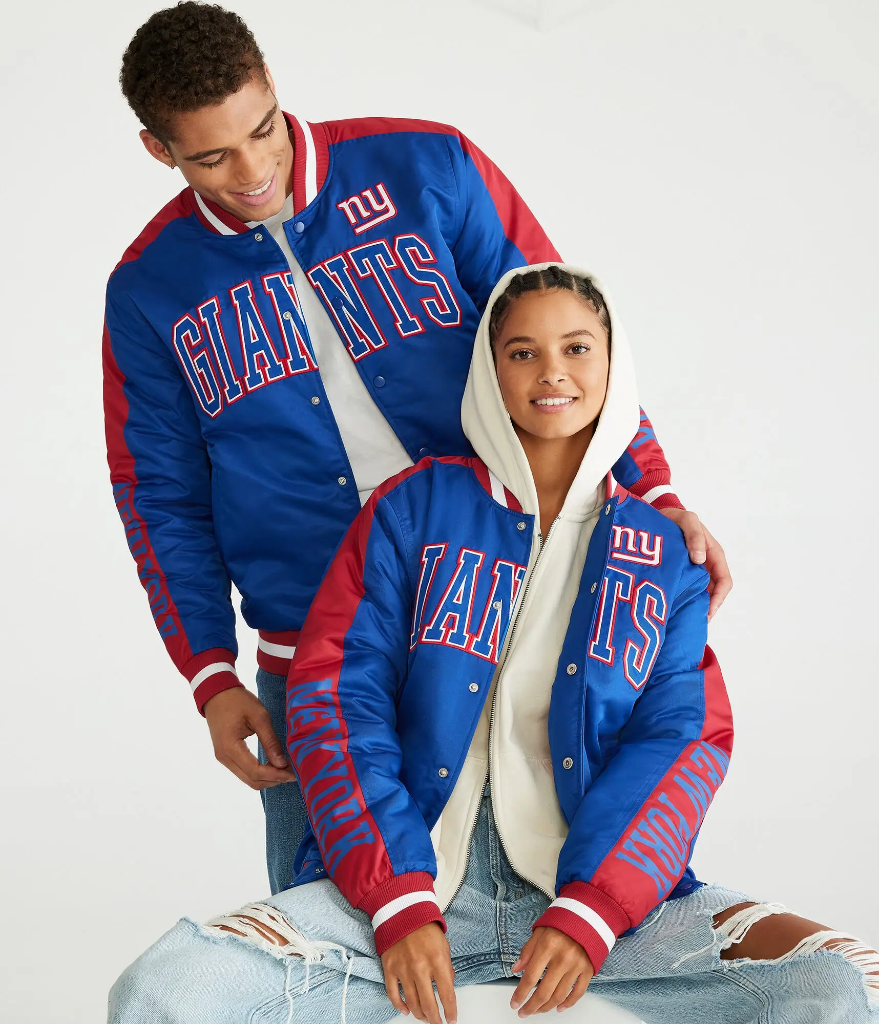 New York Giants Letterman Couple Bomber Varsity Jacket - Image 3