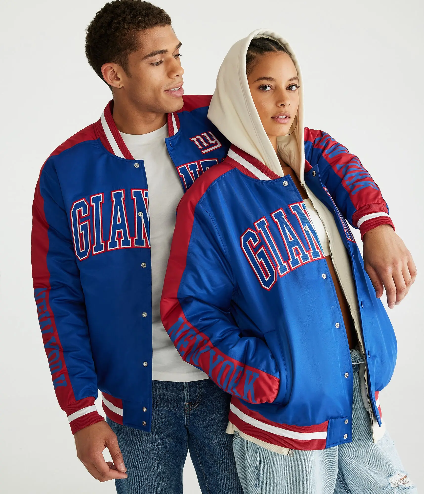 New York Giants Letterman Couple Bomber Varsity Jacket - Image 2