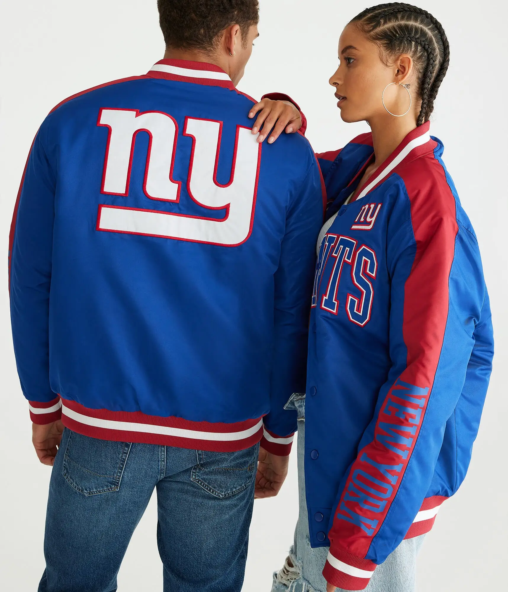 New York Giants Letterman Couple Bomber Varsity Jacket - Image 4