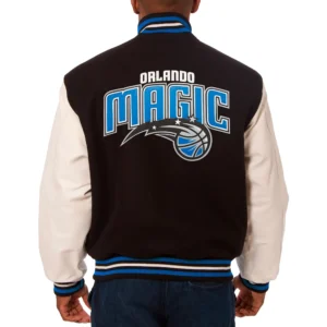 Alternative view of Orlando Magic Black/White Full-Snap Two Tone Wool & Leather Jacket