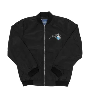 Orlando Magic Lightweight Raglan Full-Zip Team Logo Black Satin Varsity Jacket