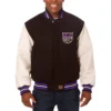 Sacramento Kings Black/White Two Tone Wool & Leather Varsity Jacket