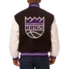 Sacramento Kings Black/White Two Tone Wool & Leather Varsity Jacket - Image 2