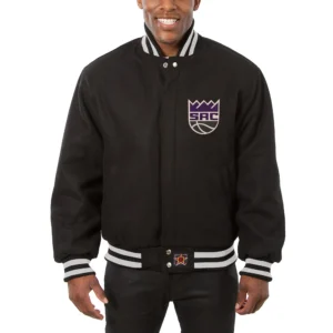 Sacramento Kings Logo Black Full Wool One Color Varsity Jacket