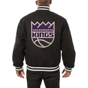 Alternative view of Sacramento Kings Logo Black Full Wool One Color Varsity Jacket