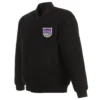 Sacramento Kings Reversible Full-Snap Black Full Wool One Color Varsity Jacket