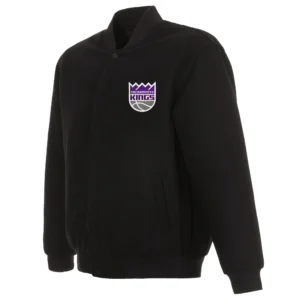 Sacramento Kings Reversible Full-Snap Black Full Wool One Color Varsity Jacket