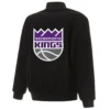 Sacramento Kings Reversible Full-Snap Black Full Wool One Color Varsity Jacket - Image 2