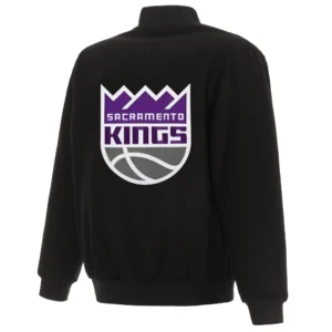 Alternative view of Sacramento Kings Reversible Full-Snap Black Full Wool One Color Varsity Jacket