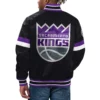 Sacramento Kings Starter Home Game Full-Snap Black Satin Varsity Jacket - Image 2