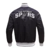 San Antonio Spurs Classic Satin Black Varsity Jacket - Image 2