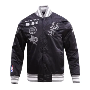 San Antonio Spurs Classic Satin Black Varsity Jacket