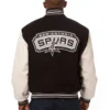 San Antonio Spurs Domestic Black/White Two Tone Wool & Leather Varsity Jacket - Image 2