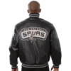 San Antonio Spurs  Full Leather  Black Varsity Jacket - Image 2