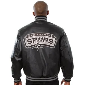 Alternative view of San Antonio Spurs  Full Leather  Black Varsity Jacket