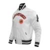 San Antonio Spurs Wordmark Satin Varsity White Jacket - Image 3