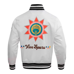 Alternative view of San Antonio Spurs Wordmark Satin Varsity White Jacket
