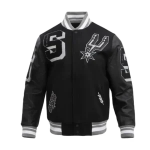 San Antonio Spurs Retro Classic Wool & Leather Black Varsity Jacket