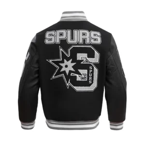 Alternative view of San Antonio Spurs Retro Classic Wool & Leather Black Varsity Jacket