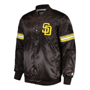 San Diego Padres The Power Forward Satin Brown Varsity Jacket