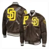 San Diego Padres Mashup Brown Satin Varsity Jacket - Image 3
