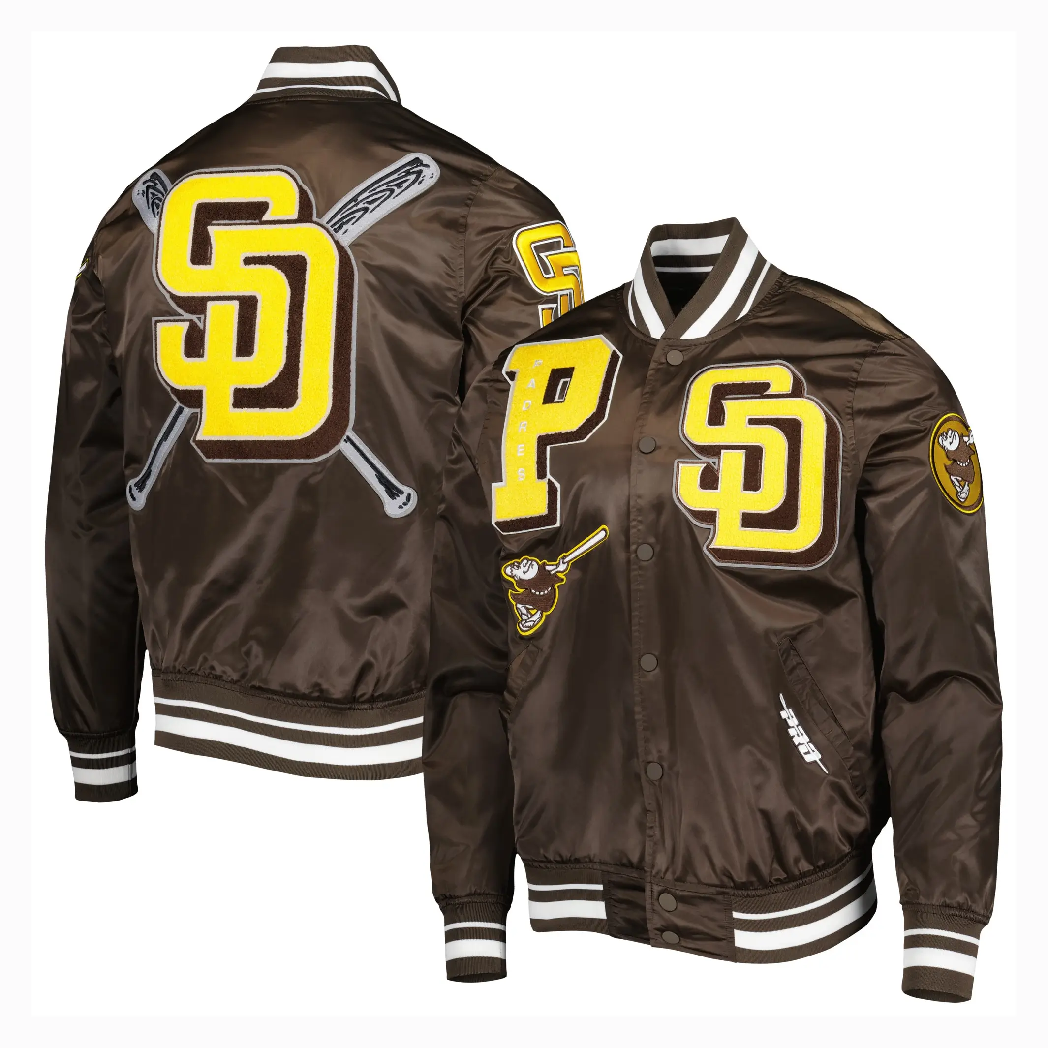San Diego Padres Mashup Brown Satin Varsity Jacket - Image 3
