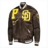 San Diego Padres Mashup Brown Satin Varsity Jacket