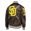 Alternative view of San Diego Padres Mashup Brown Satin Varsity Jacket