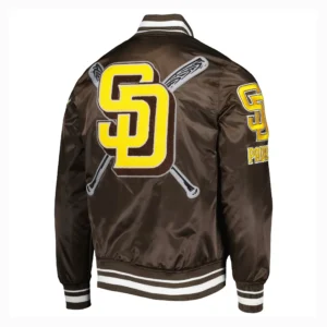 Alternative view of San Diego Padres Mashup Brown Satin Varsity Jacket