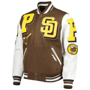 San Diego Padres Mashup Brown & White Varsity Jacket
