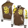 San Diego Padres Mashup Brown & White Varsity Jacket - Image 3