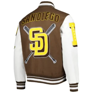 Alternative view of San Diego Padres Mashup Brown & White Varsity Jacket