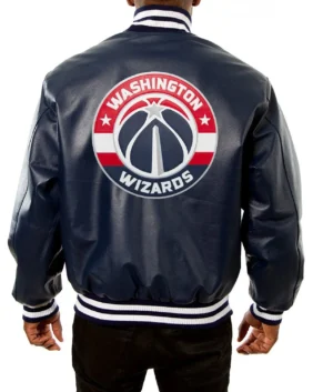 Alternative view of Washington Wizards Full Leather  Navy Blue Varsity Jacket