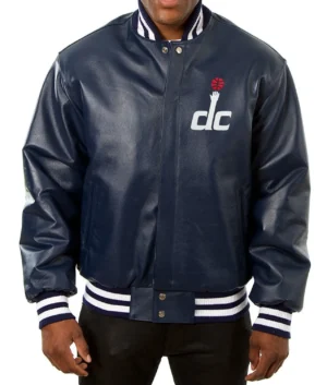 Washington Wizards Full Leather Navy Blue Varsity Jacket