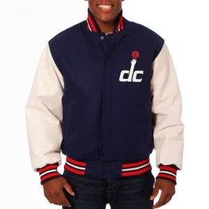 Washington Wizards Two Tone Wool & Leather Varsity Jacket