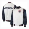 Washington Wizards The Enforcer Satin Varsity Jacket White & Navy - Image 3