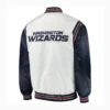 Washington Wizards The Enforcer Satin Varsity Jacket White & Navy - Image 2