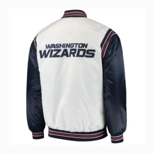 Alternative view of Washington Wizards The Enforcer Satin Varsity Jacket White & Navy