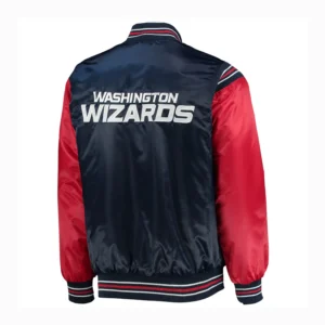 Alternative view of Washington Wizards The Enforcer Varsity Satin Jacket Navy & Red
