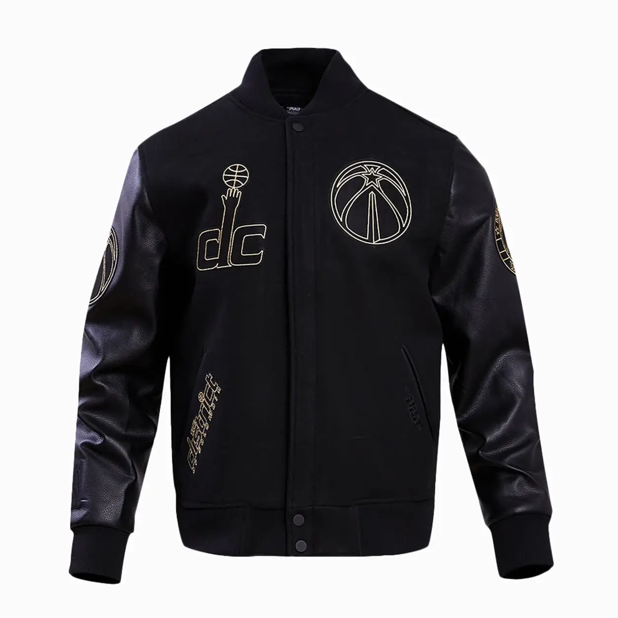 Washington Wizards Triple Black Wool/Leather Black Varsity Jacket