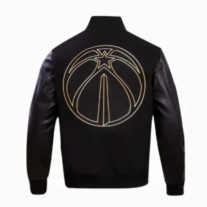 Alternative view of Washington Wizards Triple Black Wool/Leather Black Varsity Jacket