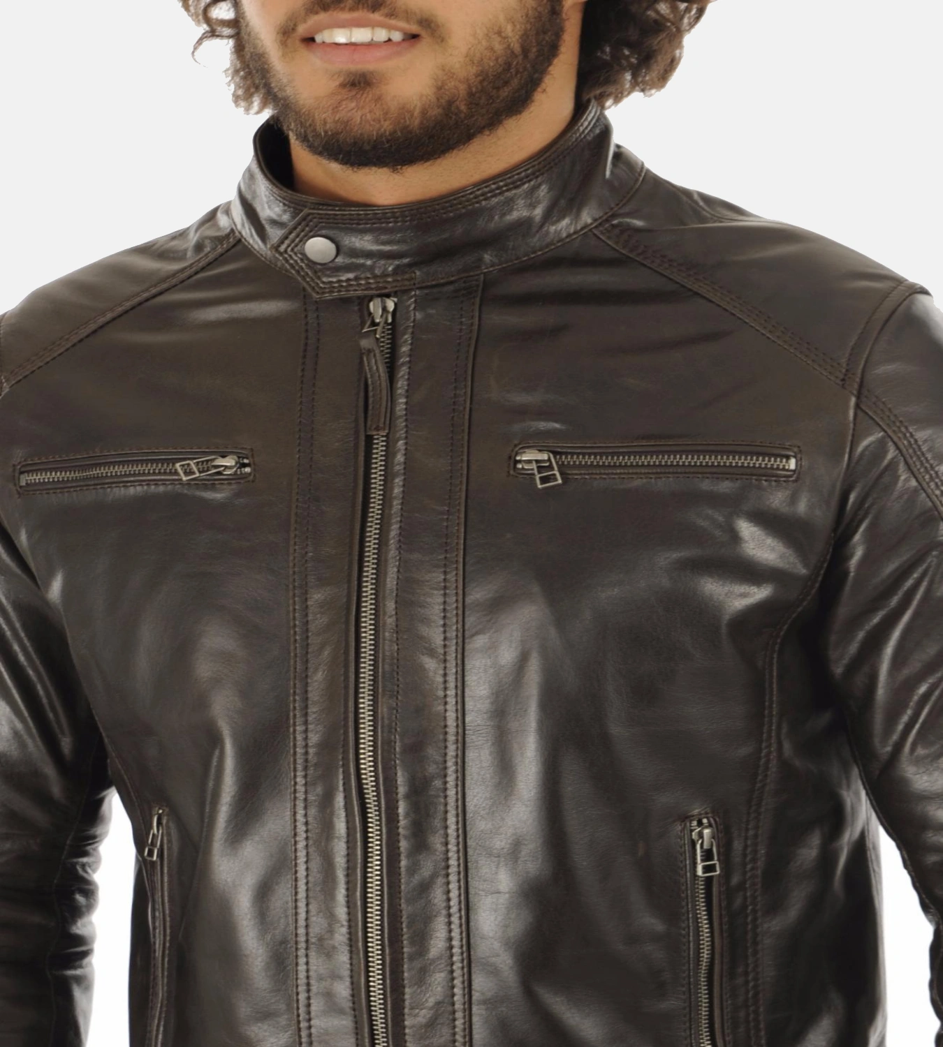 Men's Eriko Brown Hooded Genuine Buffalo Leather Jacket - Image 5