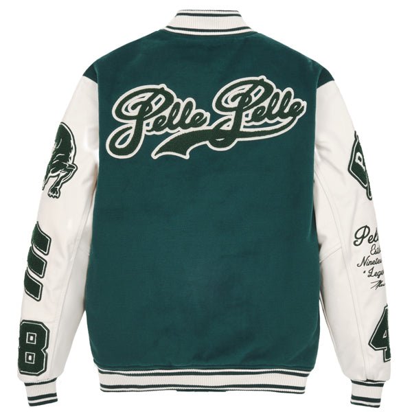 Pelle Pelle World Famous Green/White Wool & Leather Varsity Jacket - Image 2