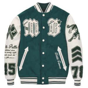 Pelle Pelle World Famous Green/White Wool & Leather Varsity Jacket
