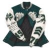 Pelle Pelle World Famous Green/White Wool & Leather Varsity Jacket - Image 3