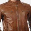 Men's Eriko Hooded Cognac Buffalo Leather Jacket - Image 5